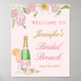 Póster Pos de bienvenida para Brunch Floral y Espumoso Br