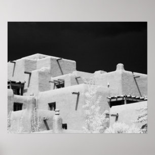 Póster Posada de adobe estilo Pueblo en Loretto, Santa Fe