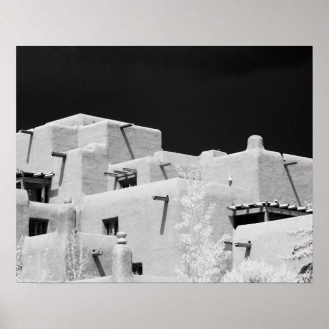 Póster Posada de adobe estilo Pueblo en Loretto, Santa Fe (Frente)