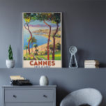 Póster Posador de viajes Cannes-Francés Riviera Vintage<br><div class="desc">Impresionante paisaje costero de Cannes-Riviera Francesa,  una reproducción de la original ca 1938.</div>