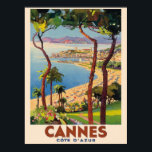 Póster Posador de viajes Cannes-Francés Riviera Vintage<br><div class="desc">Impresionante paisaje costero de Cannes-Riviera Francesa,  una reproducción de la original ca 1938.</div>