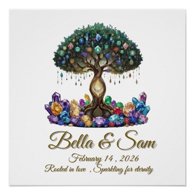 Póster Posavasos de invitación de boda en forma de hexágo (Anverso)