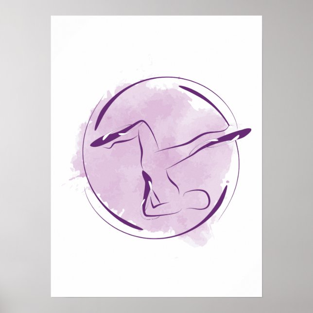 Póster Pose de Pilates de Acuarela Abstracta (Frente)