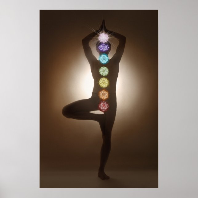 Póster pose, yoga, yogui, chakras, chakra, aura (Frente)
