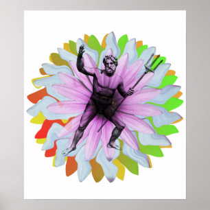 Póster Poseidon, dios del mar y el monte Olimpo