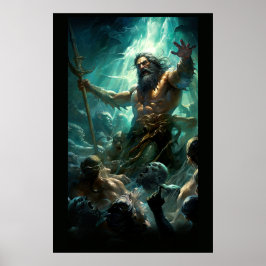Póster Poseidón luchando contra mer-men zombies