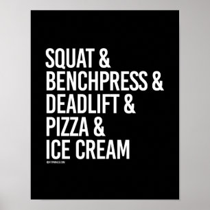 Póster Posición en cuclillas y Benchpress y Deadlift y