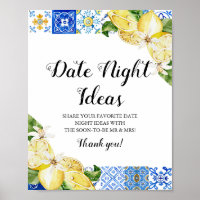 Positano Blue Tile Lemon Fecha Noche Ideas Rótulo