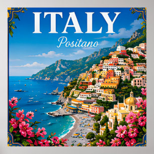 Póster Positano Costa de Amalfi Italia Viaje 