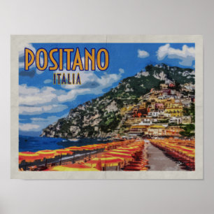 Póster Positano Italia Amalfi Viajes de época con problem