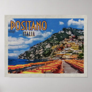Póster Positano Italia Amalfi Viajes de época con problem