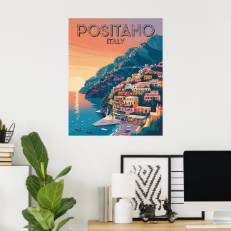 Póster Positano Italia Viajes Antiguos