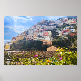 Póster Positano - pintoresca foto de pueblo costero itali
