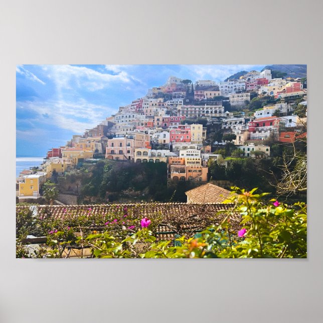 Póster Positano - pintoresca foto de pueblo costero itali (Frente)