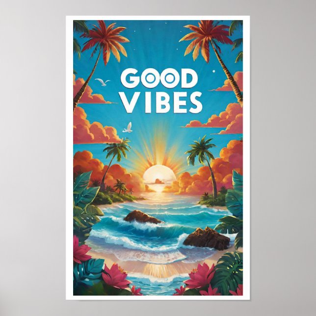Póster Positividad de las buenas vibraciones tropicales d (Frente)