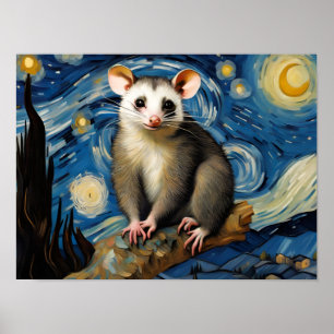 Póster Possum en la noche estrellada