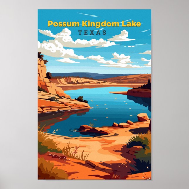 Póster Possum Kingdom Lake Texas Travel Art Vintage (Frente)