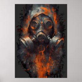 Póster Post Apocalyptic Gas Mask Toxic Grunge 