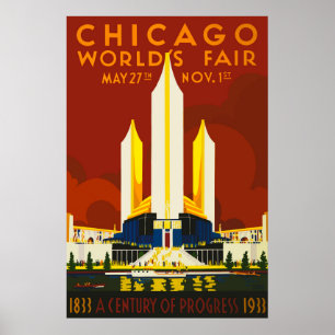Póster Post del Siglo de Progreso de la Feria Mundial de 