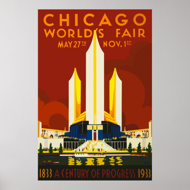 Póster Post del Siglo de Progreso de la Feria Mundial de  (Frente)