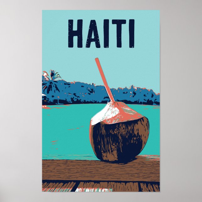 Póster Postal de bebida de coco deliciosa de Haití (Frente)