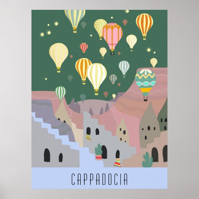 Póster Postal De Cappadocia | Sueño de globos Kapadokya (Frente)