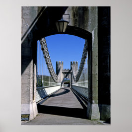 Póster Postal de Conwy Suspensión Bridge Conwy North Wale