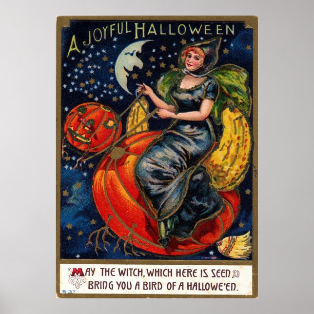 Póster Postal de Halloween de época (Frente)