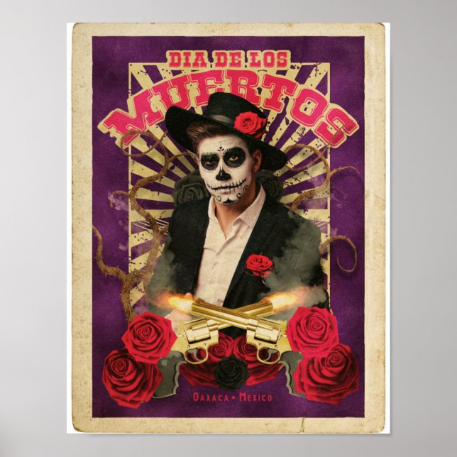 Póster Postal de la cola del azúcar del día de los muerto (Frente)