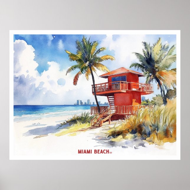 Póster postal de Miami Beach, Florida (Frente)