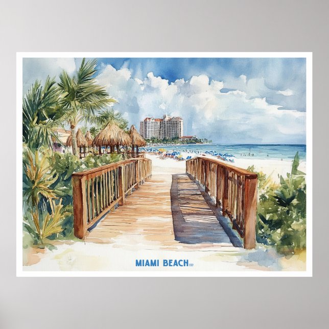 Póster postal de Miami Beach, Florida (Frente)