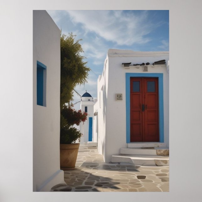 Póster Postal de viaje de Mykonos Grecia (Frente)