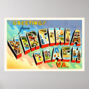 Póster Postal de viaje de Virginia Beach Virginia