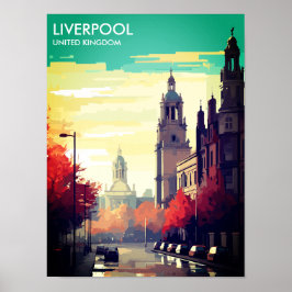 Póster Postal de viaje del Reino Unido Liverpool