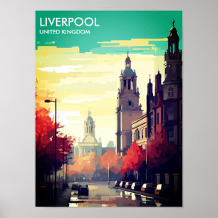 Póster Postal de viaje del Reino Unido Liverpool