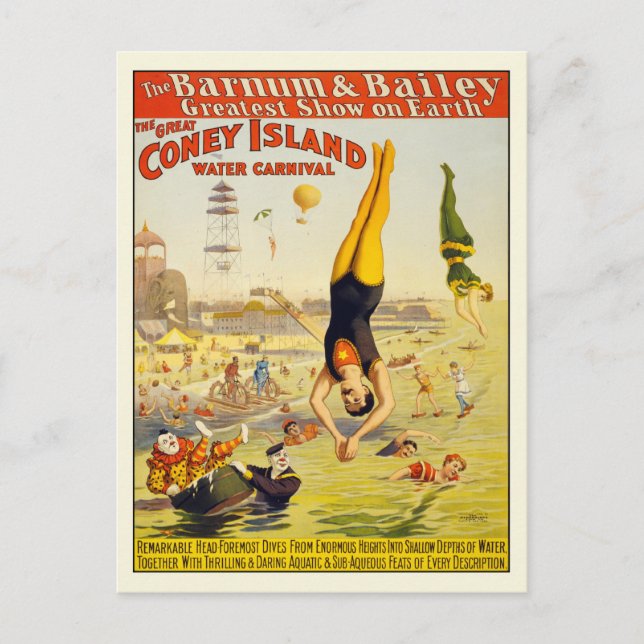 Poster postal del Carnaval de Agua de Coney Island (Anverso)