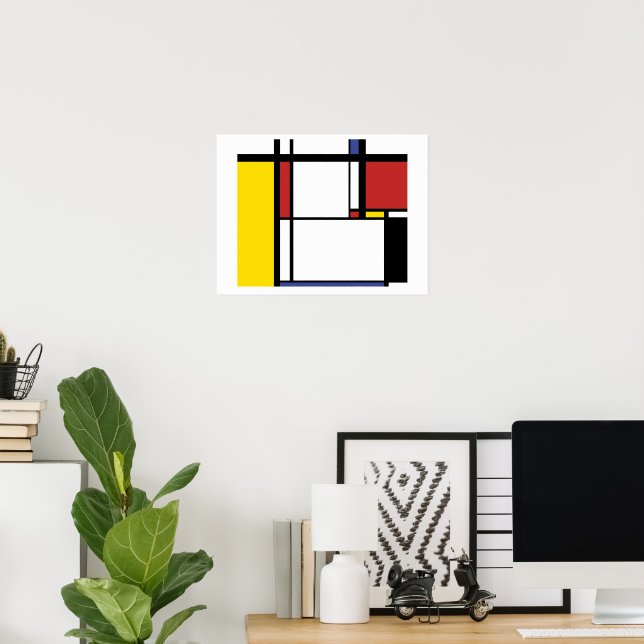 Póster Postal Mondrian Piet (Oficina en casa)