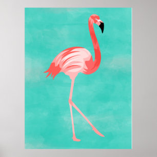 Póster Postal para aves Flamingo