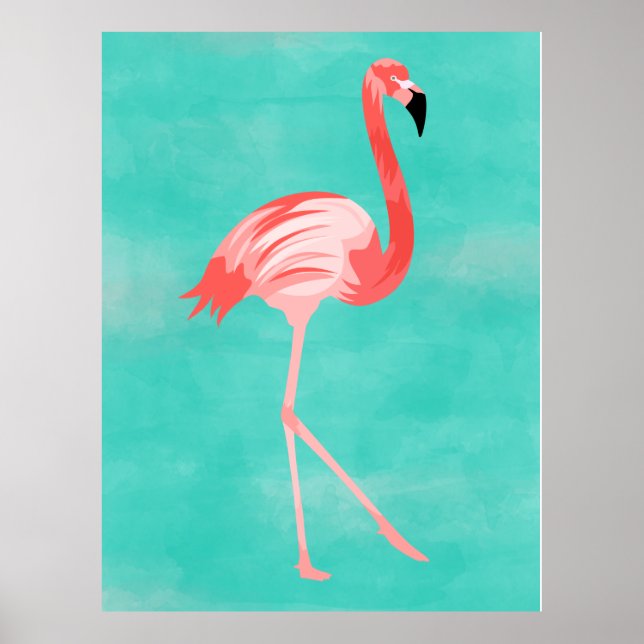 Póster Postal para aves Flamingo (Frente)