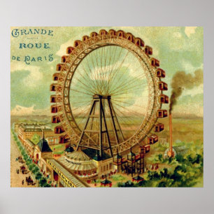 Póster Postal parisina vintage