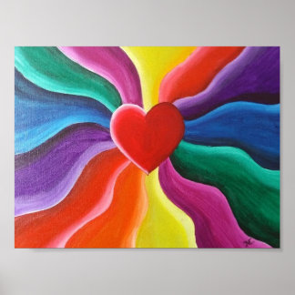 Póster Postales de Corazón y Arcoiris