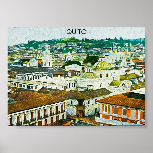 Póster Postales de Ilustracion acuático Quito Ecuador (Frente)