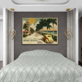 Póster Postales de Miami Beach Ocean Drive de la Retro de