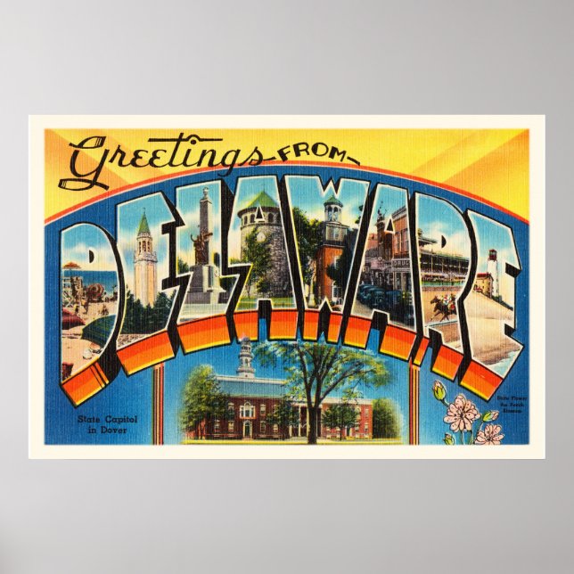 Póster Postales de viaje de la vieja vieja época de Delaw (Frente)
