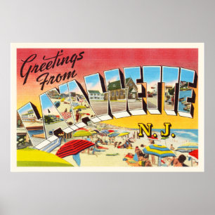 Póster Postales de viaje de vintage de Lavallette New Jer