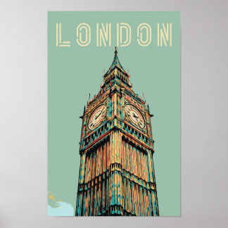 Póster Postales del ilustracion Big Ben de Londres