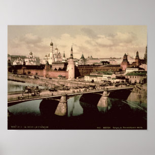Póster Postcard depicting the Kremlin, Moscow