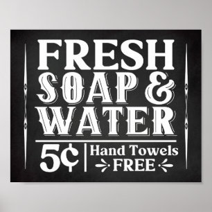 Póster Poste de baño de vintage de cosecha de jabón y agu