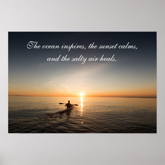 Póster Poste de la cita Inspiradora de Ocean Sunset Kayak (Frente)