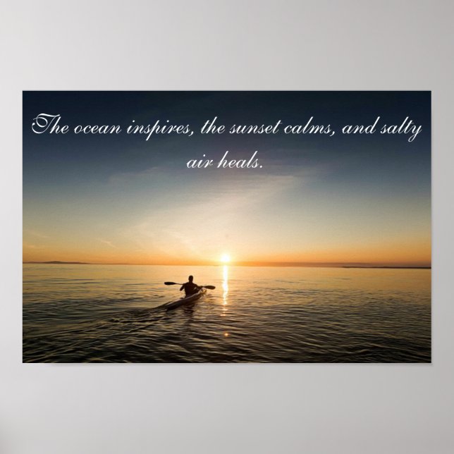 Póster Poste de la cita Inspiradora de Ocean Sunset Kayak (Frente)